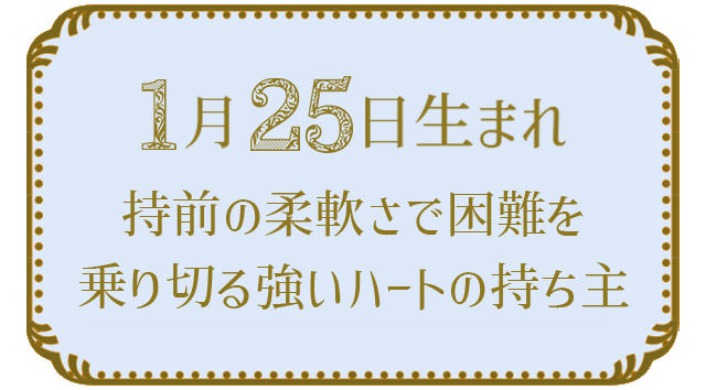 投稿についてもっと詳しく 1月25日生まれの人の特徴｜真木あかりの365日の誕生日占いで性格・運勢、相性の良い誕生日を鑑定